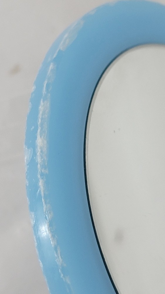 Vintage Light Blue Plastic Hand Mirror Double Sided Magnified