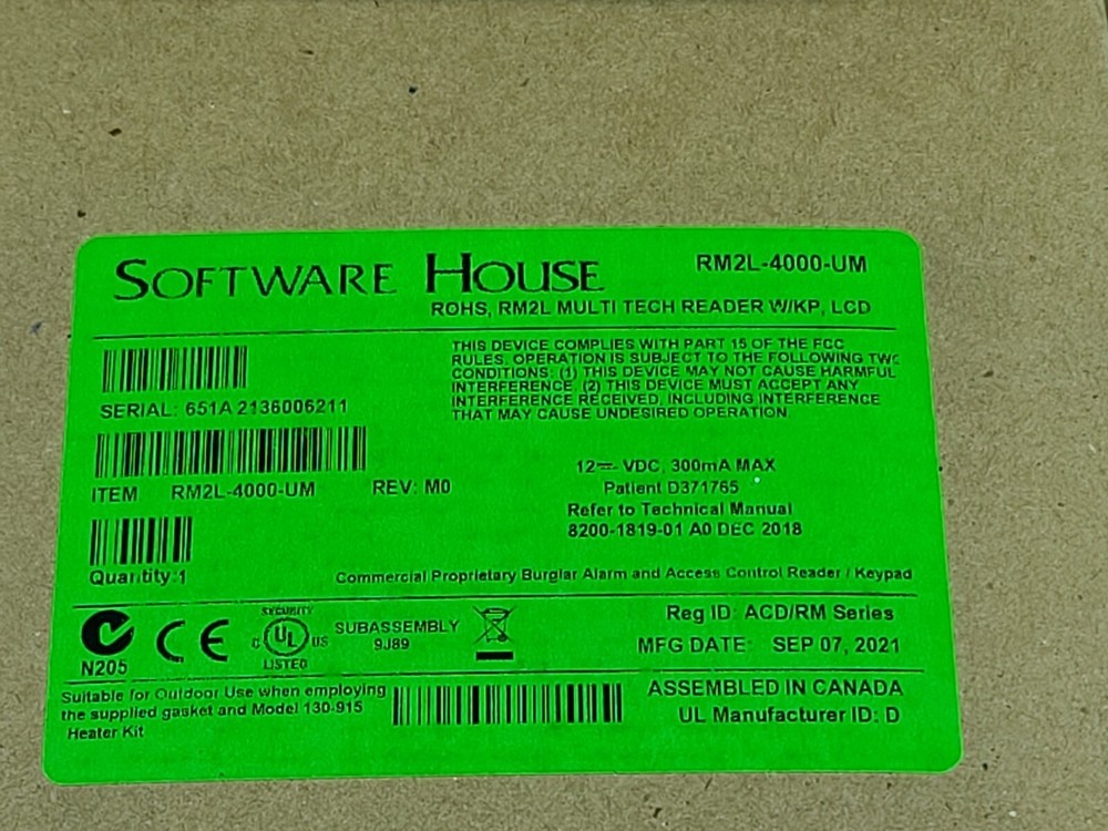 SOFTWARE HOUSE RM2L-4000 MULTI READER W/KEYPAD,LCD