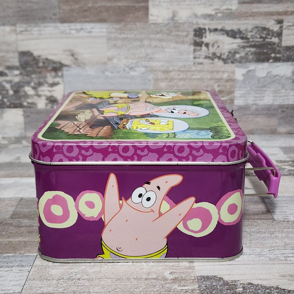 Spongebob Squarepants Tin Box Co. 2005 Tin Lunch Box Pail Embossed