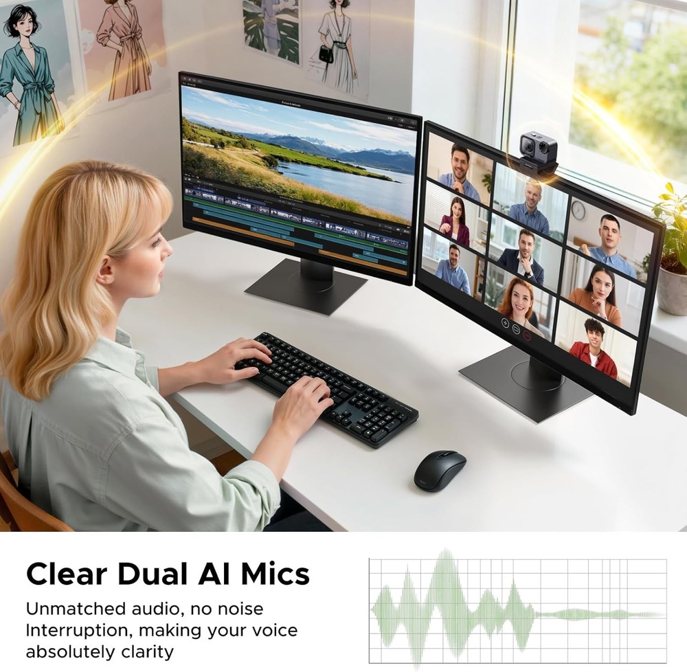 High-Performance 4K Webcam with Integrated Tripod & Auto Focus for Creators