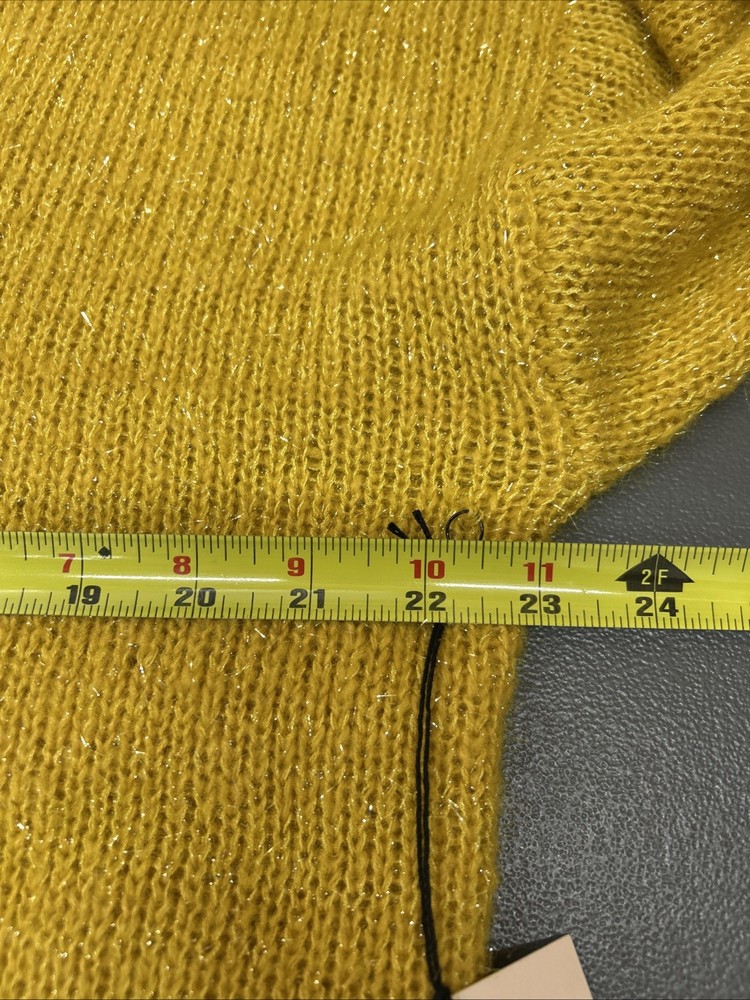 Superdown Women Yellow Pullover Sparkly Sweater Long Medium NWT