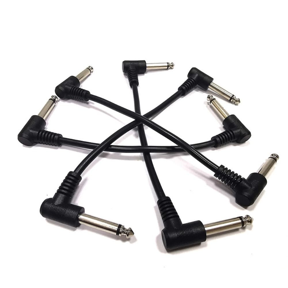 3 or 6 Pack 6 Inch Guitar Patch Cables, 1/4 Inch TS Right Angle Flat Patch Cable