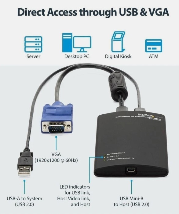 StarTech USB 2.0 Portable Laptop KVM Console Adapter