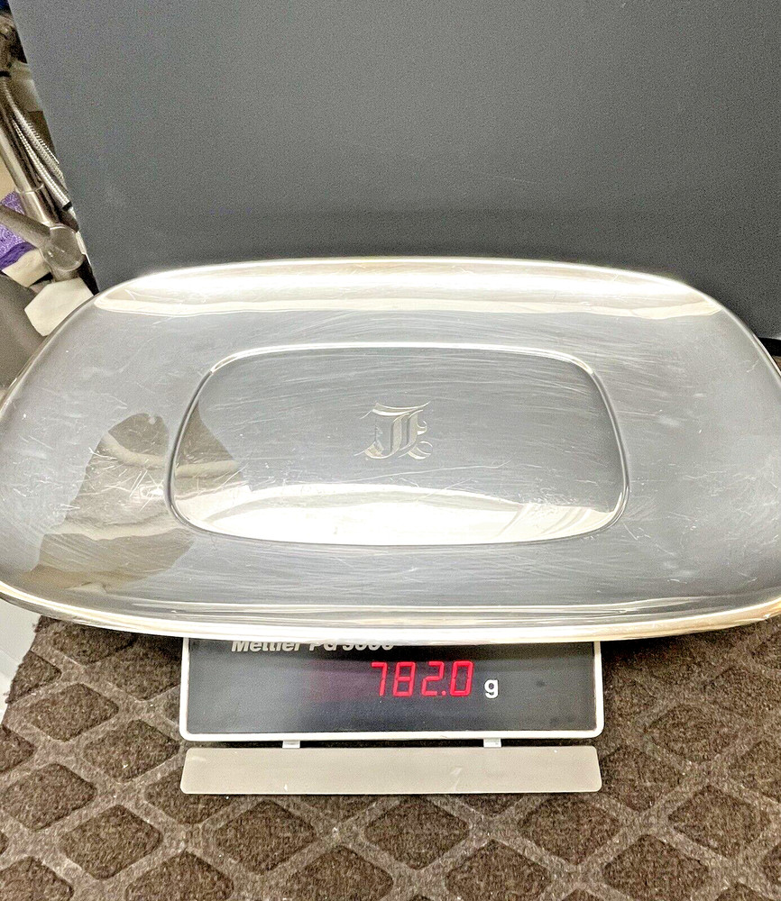 Reed & Barton Sterling Silver 15" Rectangular Tray 784 Gr. W/Monogram