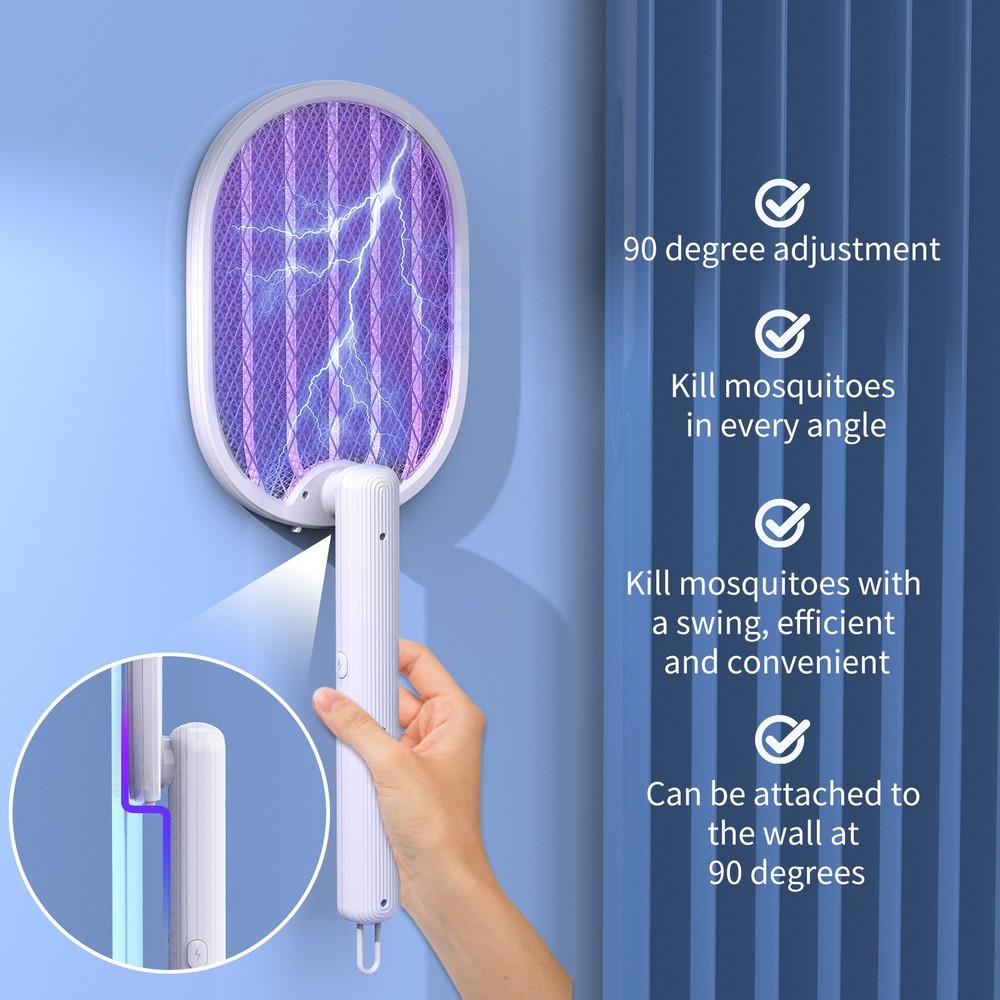Multi functional electric mosquito swatter, handheld, wall mounted, desktop