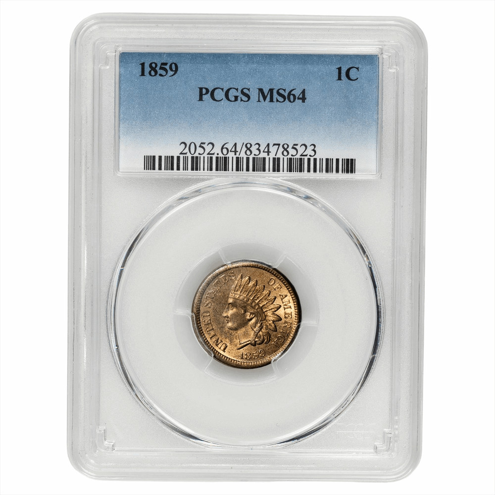 1859 Indian Head Cent 1C PCGS MS 64