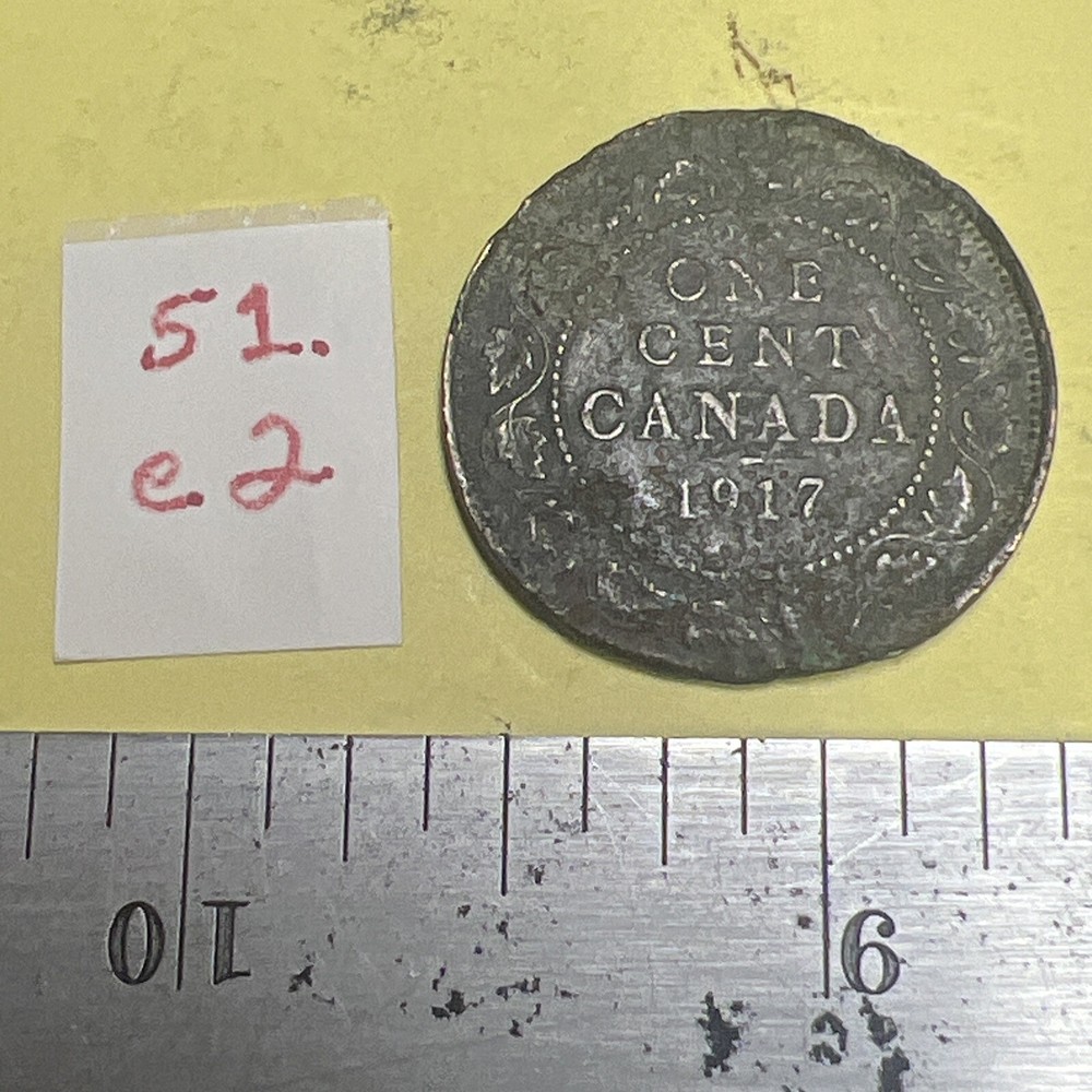 One Cent Canada 1917 Secondary Shape Lot # 51.e2