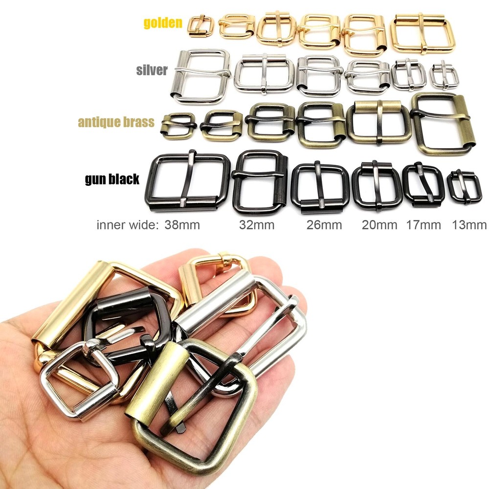 Leather Hand Bag Shoe Strap Belt Rectangle Adjust Roller Pin Buckle Clasp Ring