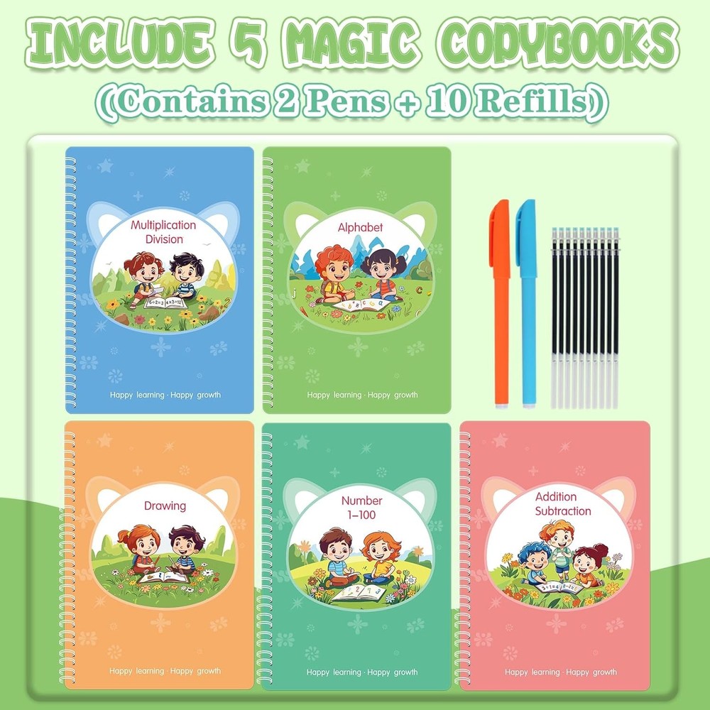 Reusable Grooved Handwriting Workbooks,Magic Copybook,Magic Writing Practice...