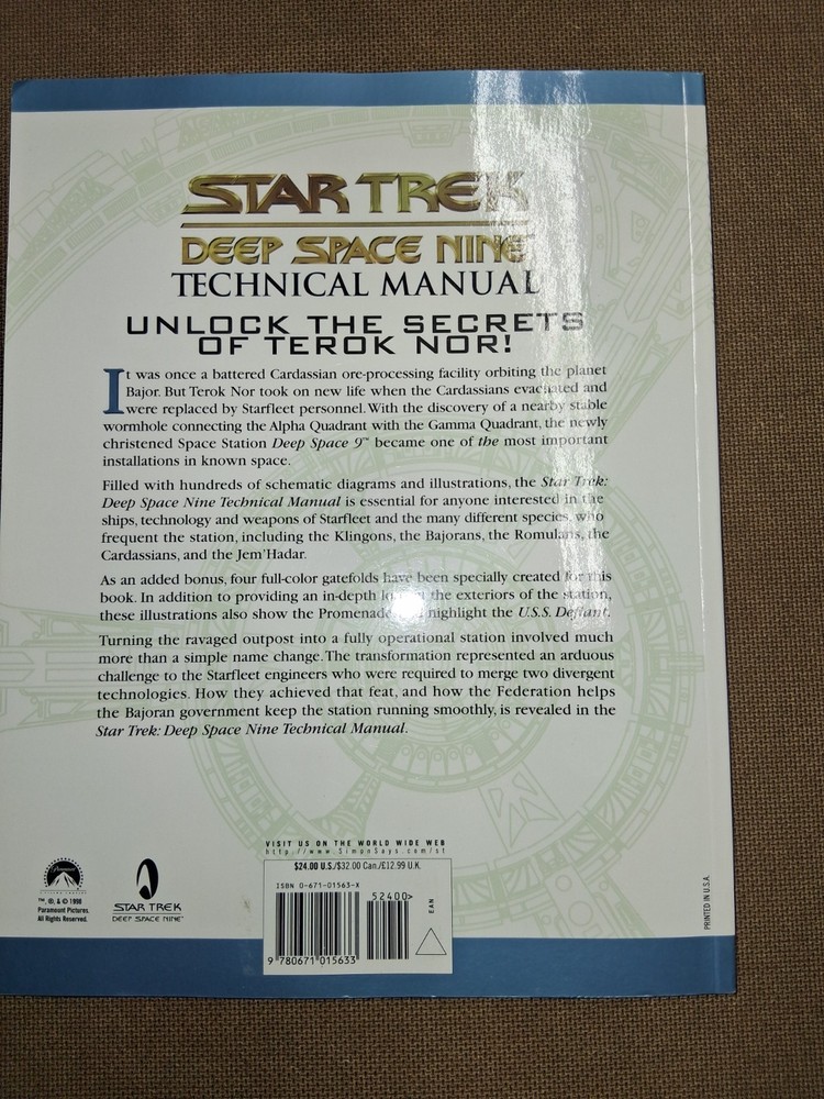 Star Trek Deep Space Nine Technical Manual 1st Ed. 1st Pub Ex.
