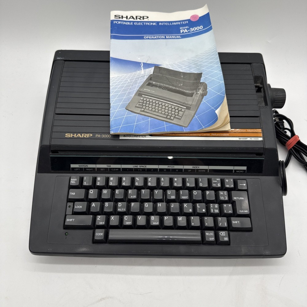 Sharp PA-3000 Portable Electronic Intelliwriter Typewriter w/Manual