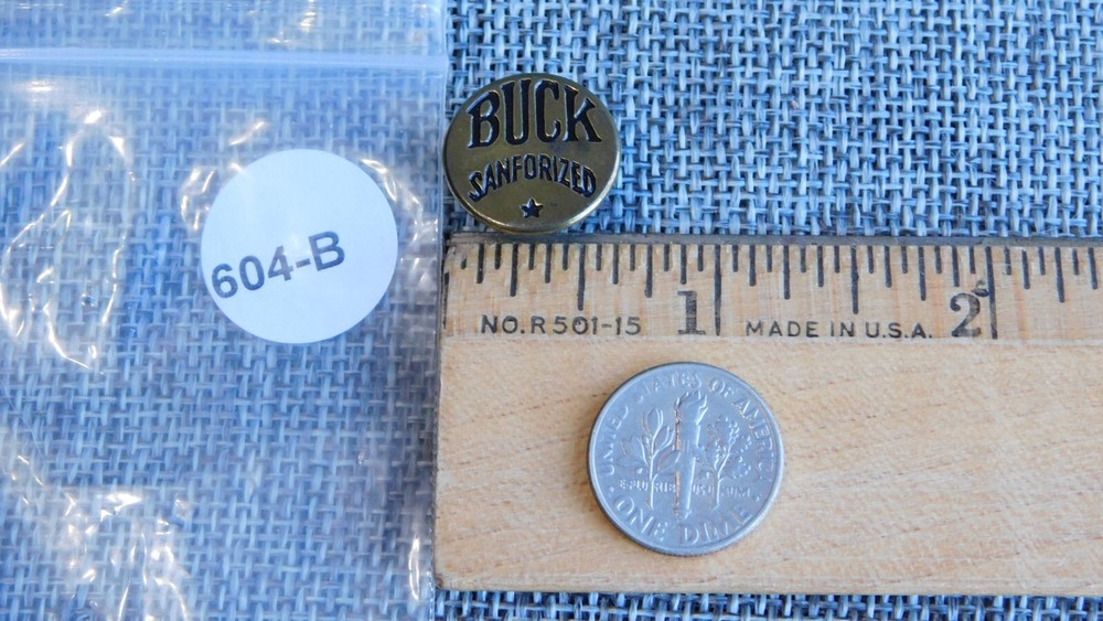 Antique Vtg Uniform Work Stud Button Buck Sanforized Aprx: 11/16" #604-B