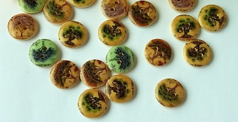 Choose Quantity TREES Wood Buttons 5/8" (15mm) Scrapbook Crafts (0152)