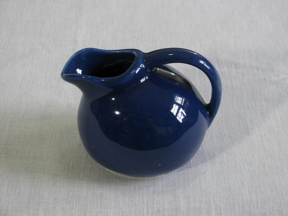 Vtg Ceramic Tilted Ball Creamer, Cobalt Blue, Unmarked