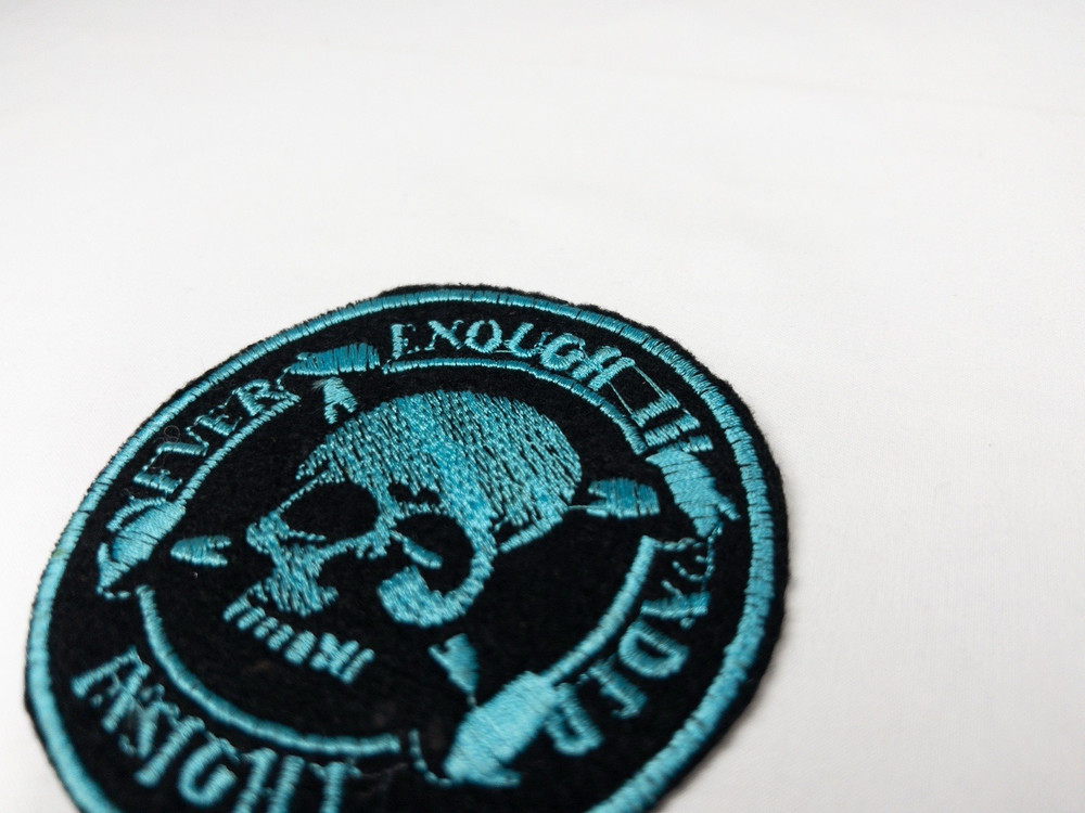 Never Enough Thunder Insight Blue Skull Iron-on Patch 3.5"