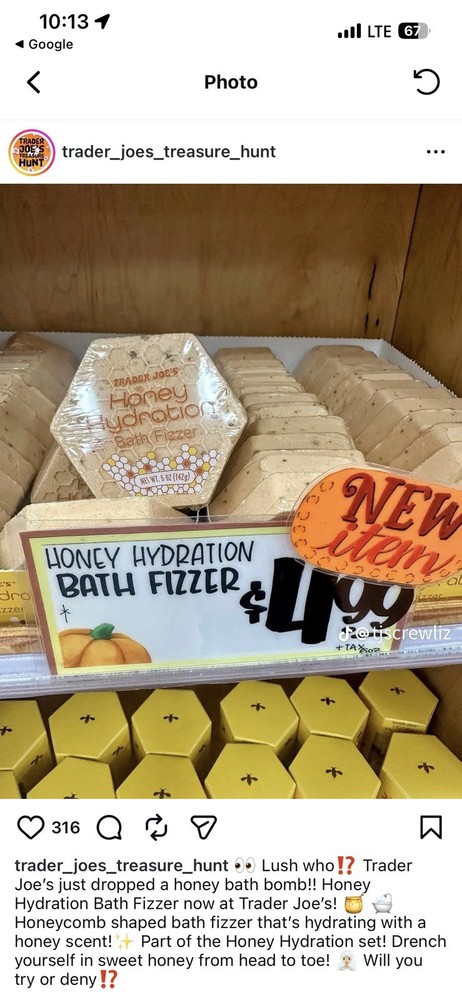 TRADER JOE'S Honey Hydration Bath Fizzer CASE