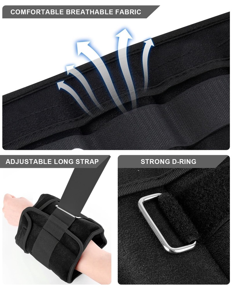 Adjustable Ankle Weights 1-3 LBS Pair with Removable Weight for Jogging, Gymn...