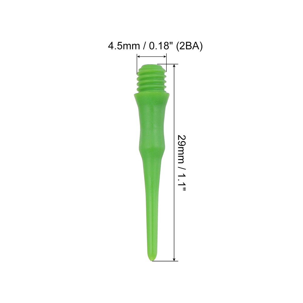 60Pcs 2BA Thread Plastic Soft Dart Tips Replacement Dart Accessories, Green