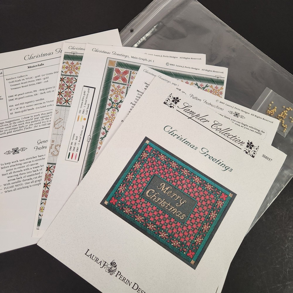 Laura J Perin Sampler Collection Christmas Greetings Needlepoint Pattern Chart