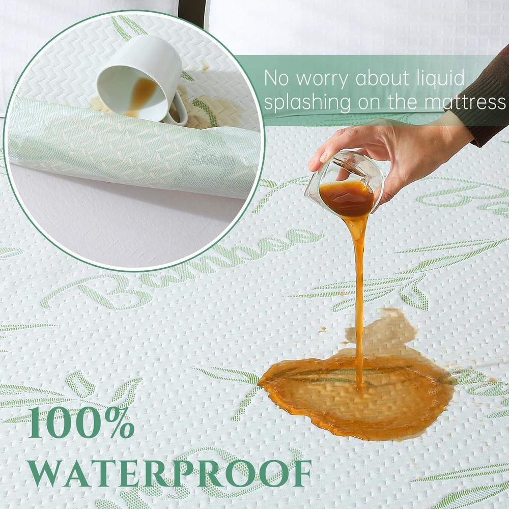 Full Size Waterproof Mattress Protector, Soft & Breathable Mattress Protector...