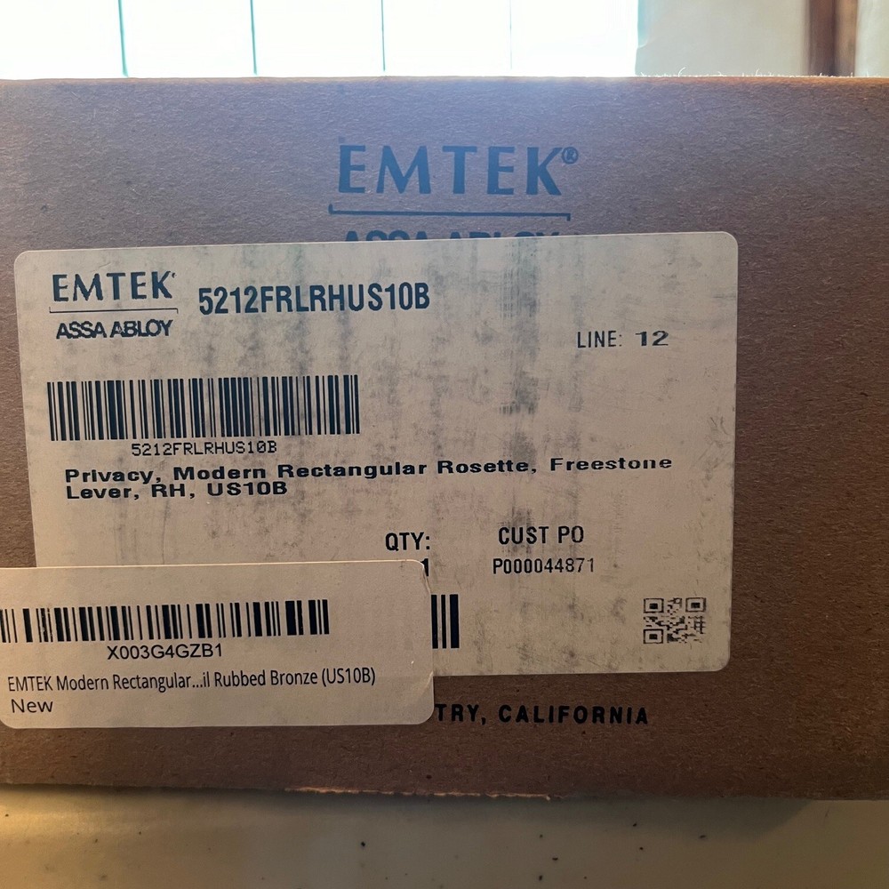 Emtek 5212FRLRHUS10B Rectangular Rosette Privacy Set Oil Rubbed Bronze