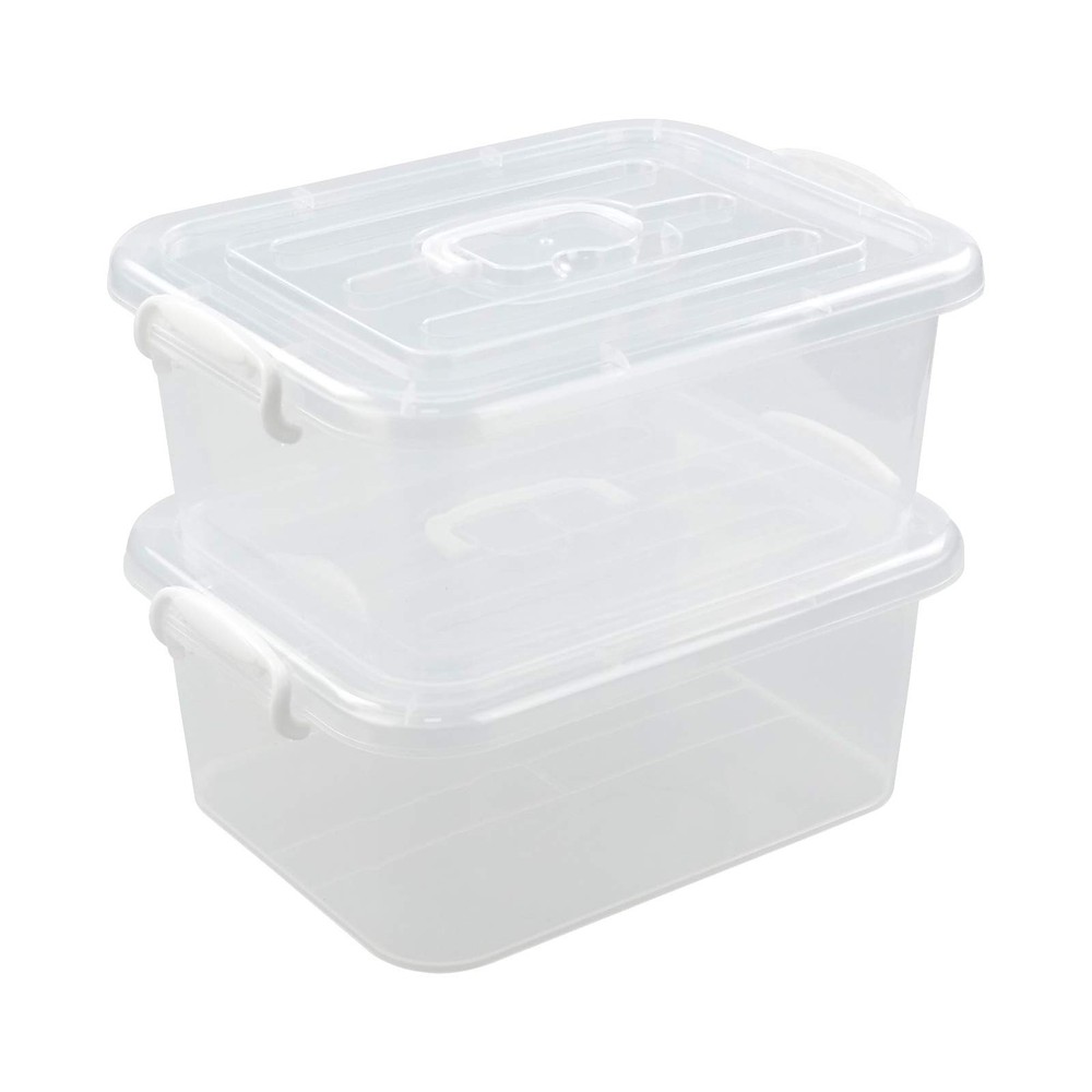 8 Quart Clear Plastic Storage Boxes with Lids and Handles, 2 Packs