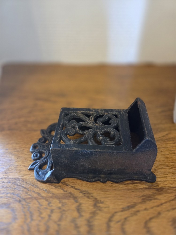 Vintage Cast Iron Match Box Holder Wall Mount