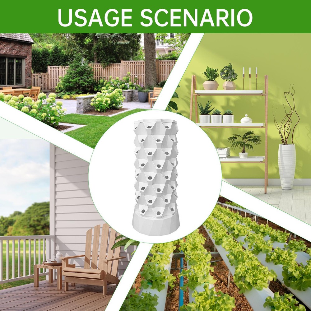 Vertical Hydroponic Tower Garden Growing System 64 Slots W/ Water Pump