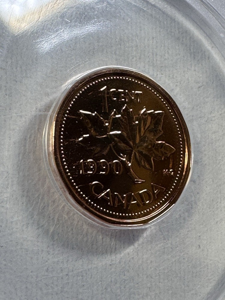 1990 Canada 1 Cent Proof Like Graded MS 69 RD by ANACS