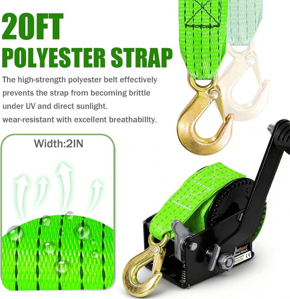 Manual Hand Winch with Nylon Strap