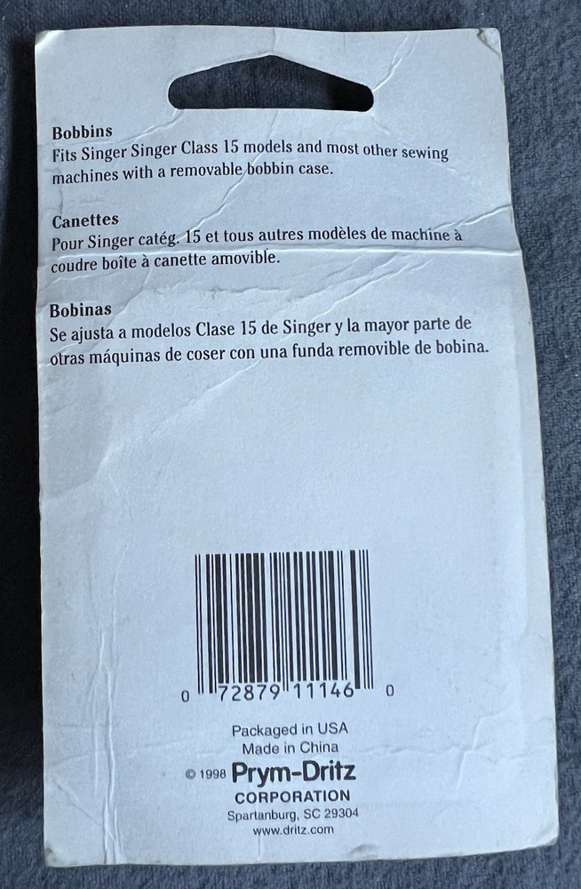 4 Dritz Class 15 Metal Bobbins (Model 927)