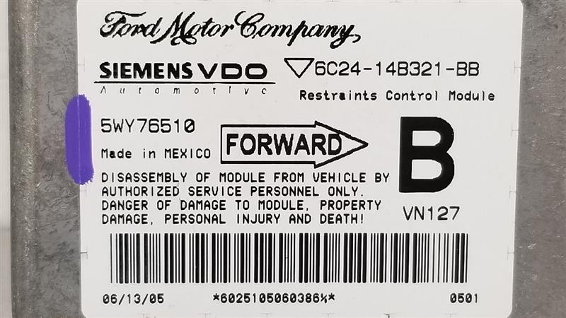06 FORD E350 SUPER DUTY SRS CONTROL MODULE 6C2414B321BB