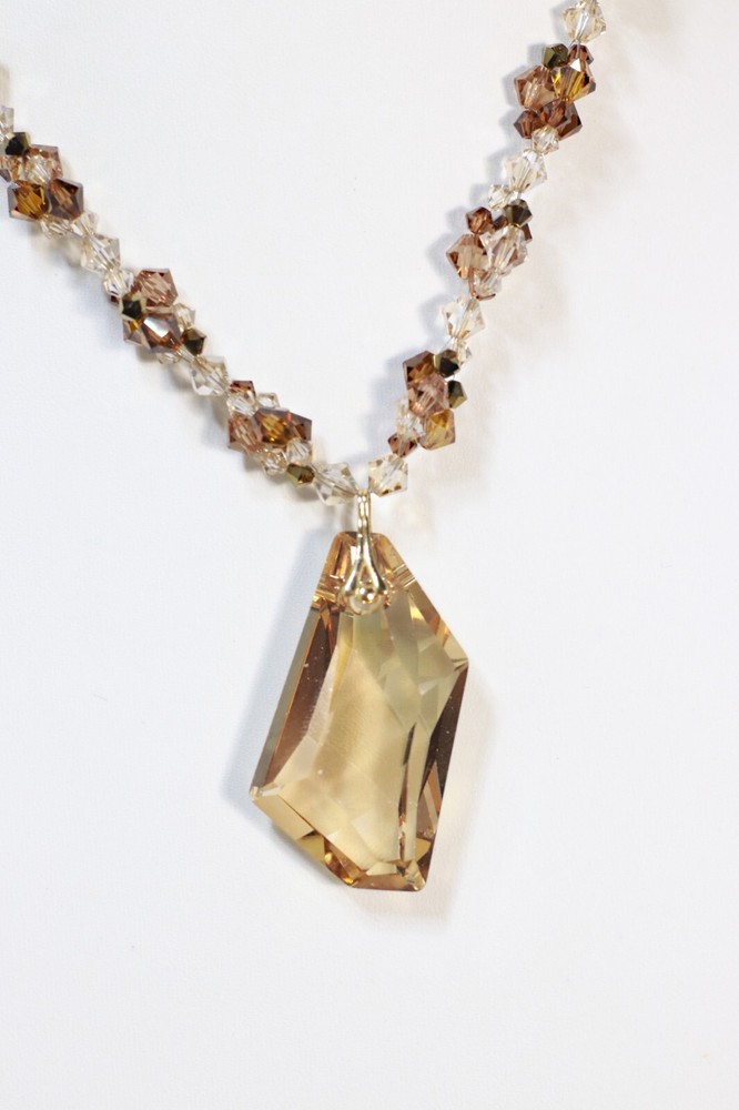 Handmade Topaz Glass Beaded Necklace