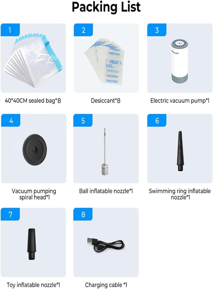 Efficient 3D Printer Storage Solution - 8 Heavy-Duty Bags with Electric Pump Kit