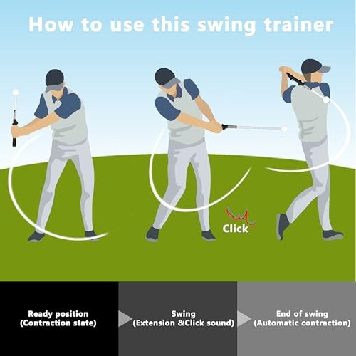 Retractable Golf Swing Training Aid:Golf Grip Trainer,Swing Right hand Black