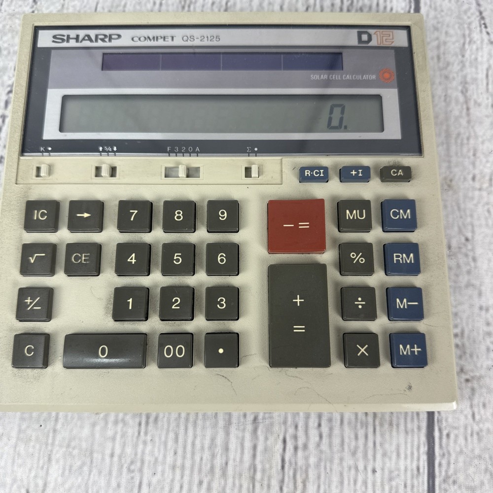 Vintage Sharp Calculator Compet QS-2125 D12 - Tested & Works Great