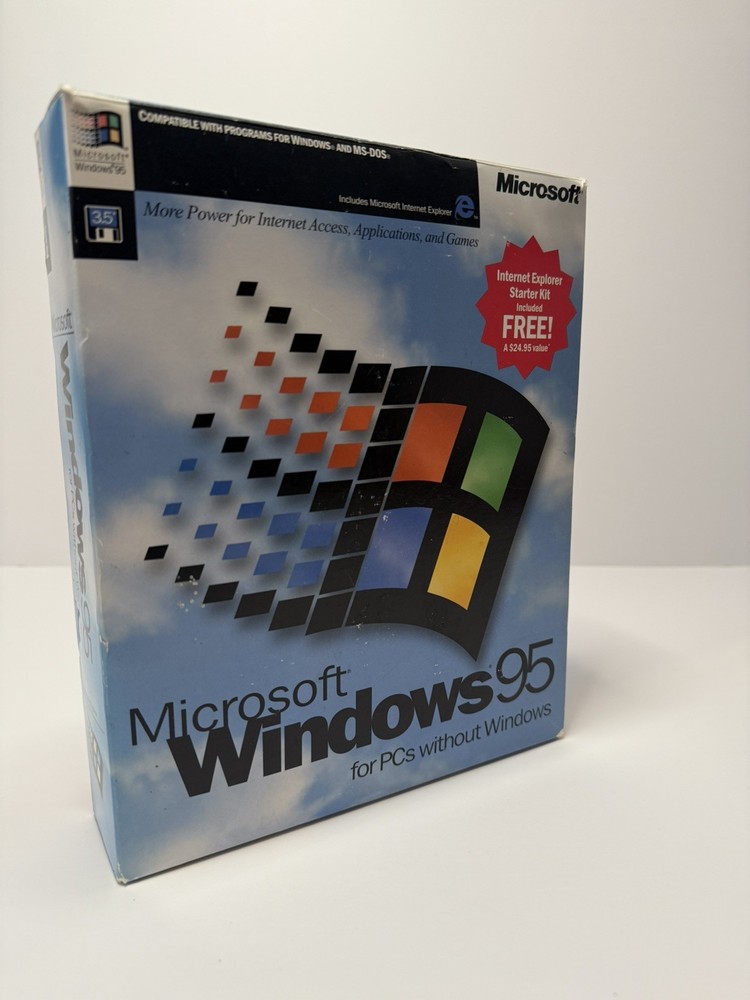 Microsoft Windows 95 OS 3.5" Floppy MS-DOS PCs 1995, Includes Key