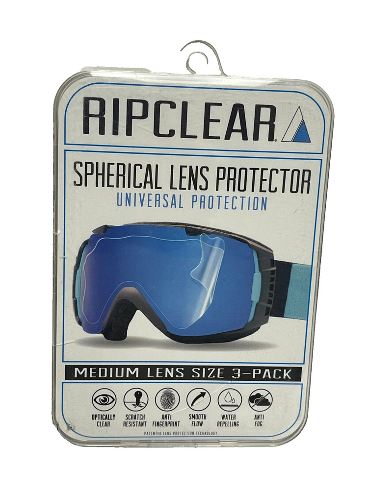 RIPCLEAR Spherical Goggle Lens Protector NIB 3-Pack Sz Medium Scratch Resistant