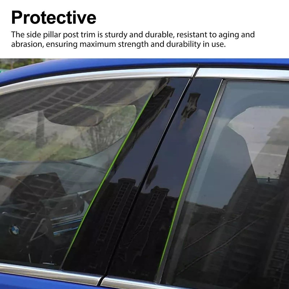 6PC Door Window B Pillar Post Panel Trim Cover Black For 2011-2019 Ford Explorer