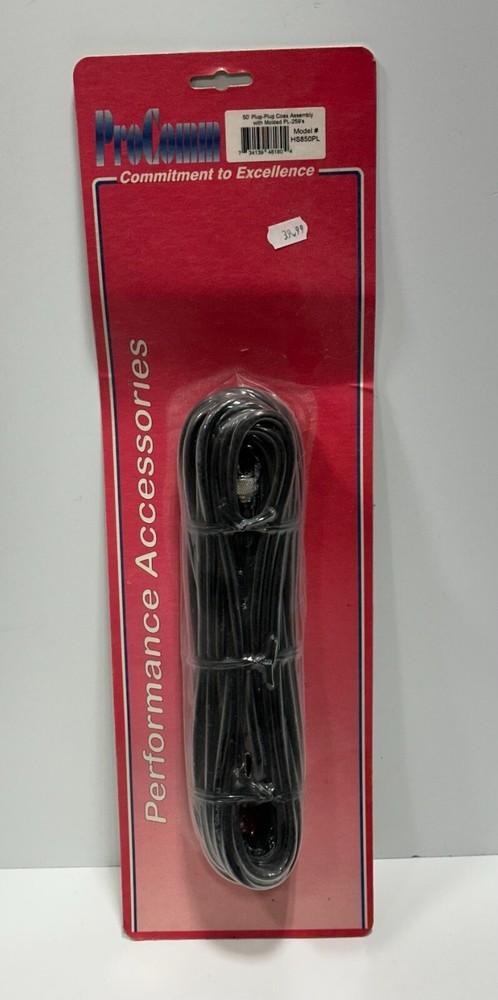 PROCOMM  50' PLUG-PLUG COAX  CABLE ASSEMBLY with molded PL-259's HS850PL