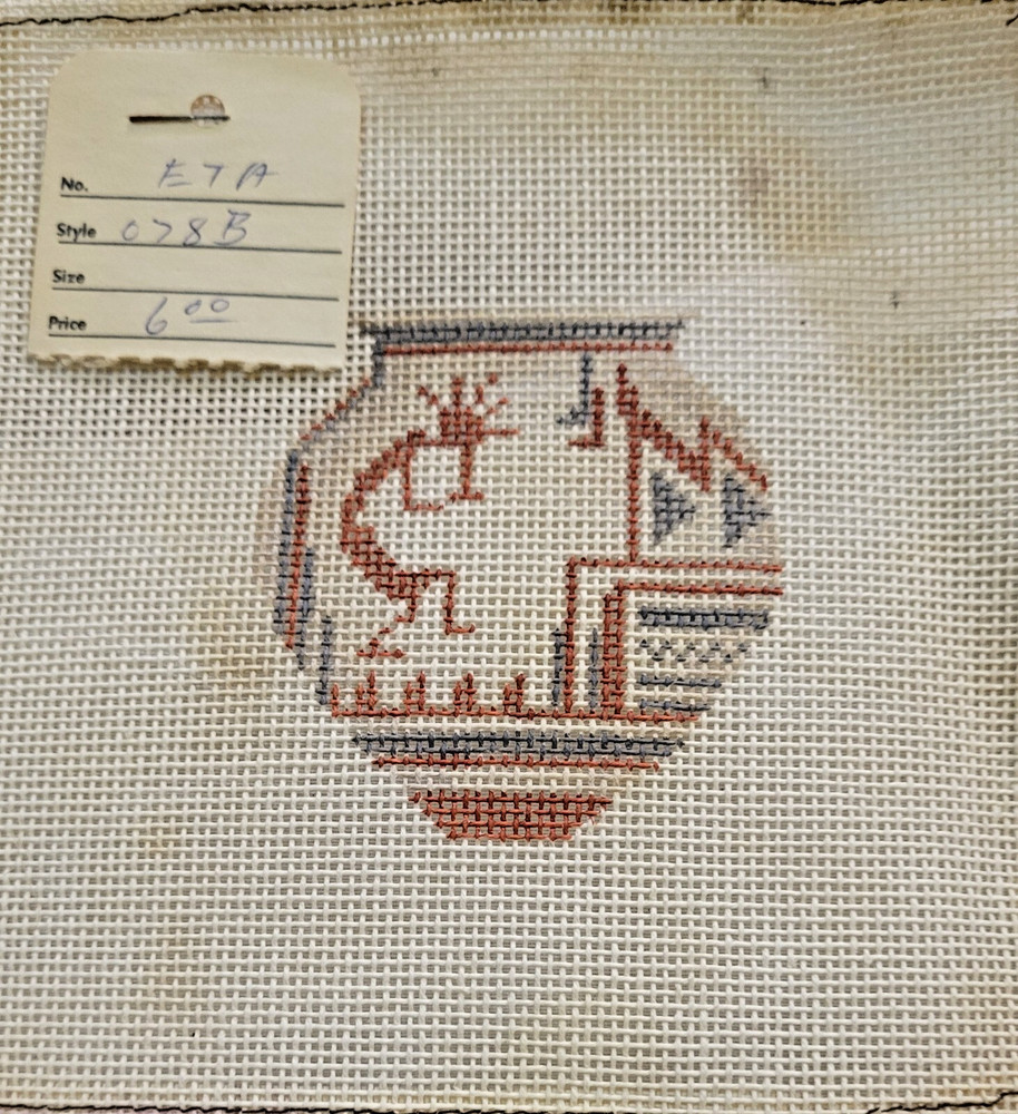 Handpainted Needlepoint Canvas - Native Pot - Tish & Cassandra