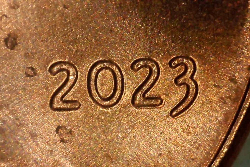 Multi Error Coin - 2023 P Lincoln Cent - Die Chips Doubling Grease Shield Penny
