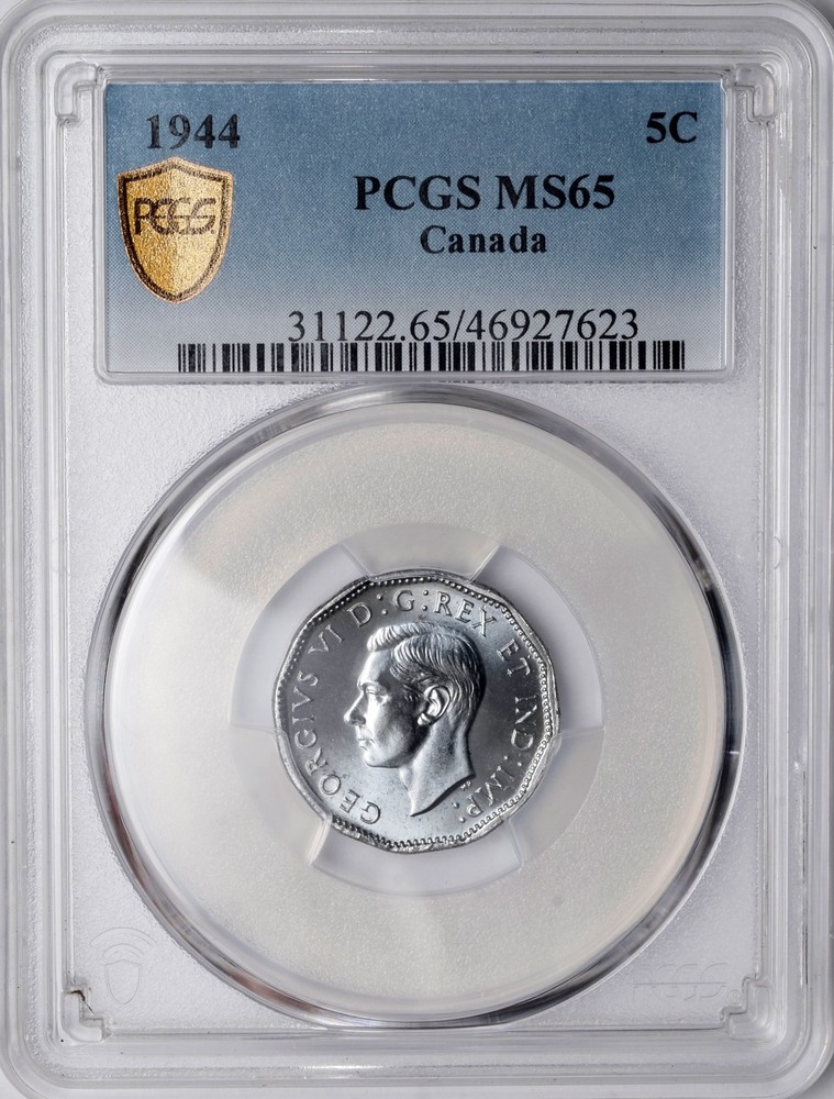 1944 Canada, 5 Cents, PCGS MS65
