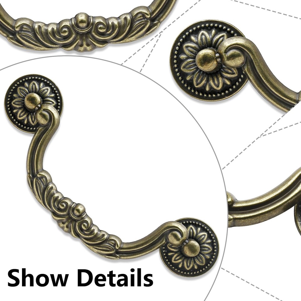 Uenhoy 4 Pcs 3.75 Inch Bail Handle Drop Pulls Vintage Drop Bail Drawer Pulls ...