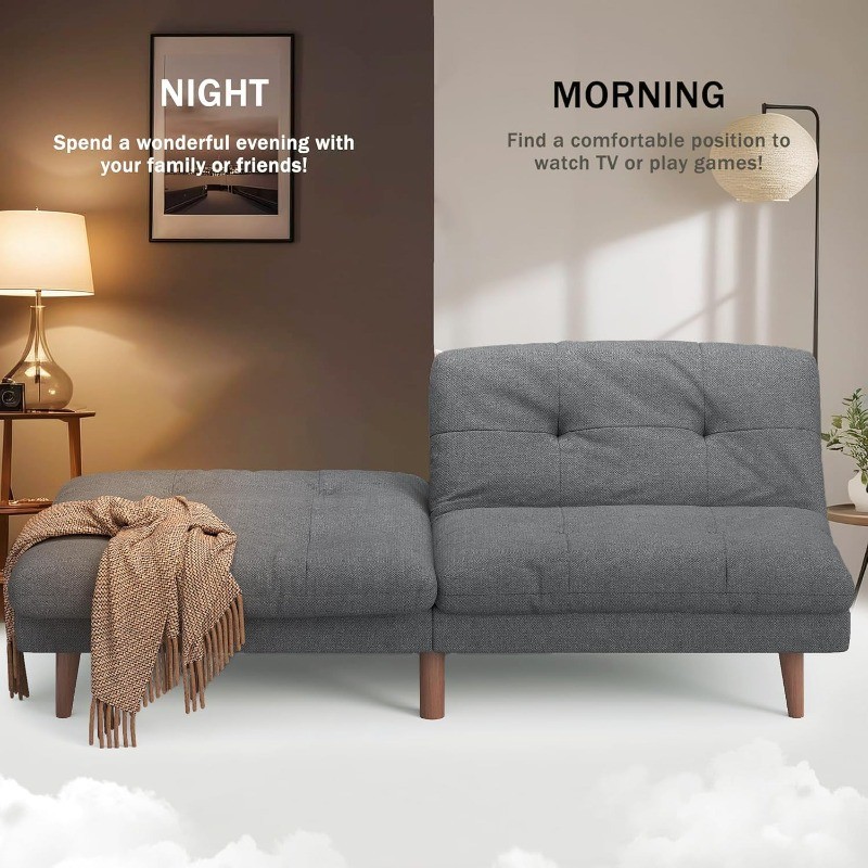 Couch Modern Futon Convertible Sleeper Sofa Bed with Adjustable Backrest