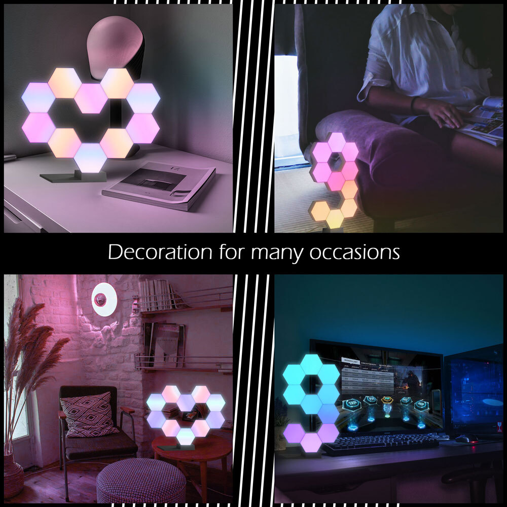 Wifi LED Light DIY Smart Quantum Lamp Office Voice Control Color Change 10 Pack