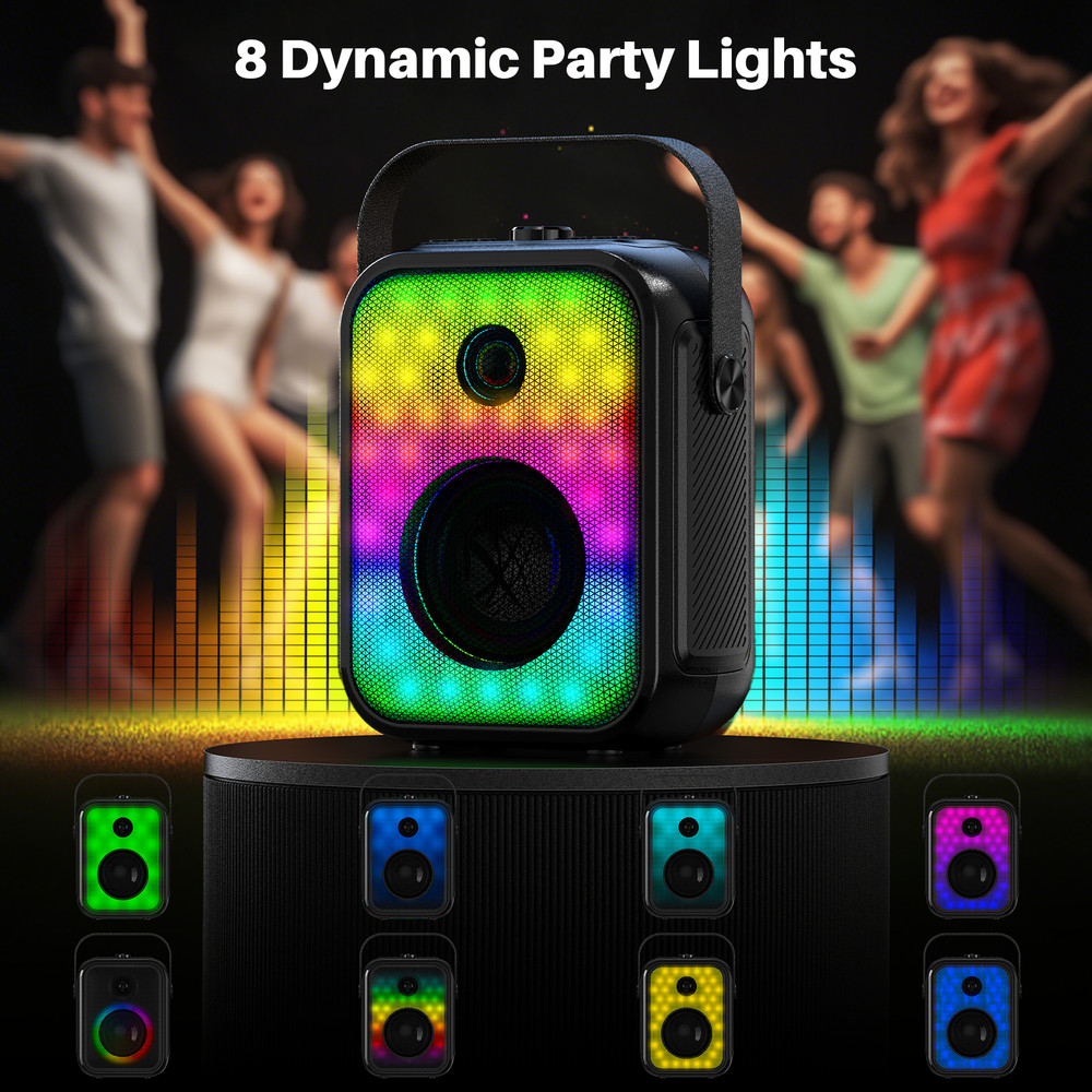 Portable Bluetooth Speaker with 2 Wireless Karaoke Microphones