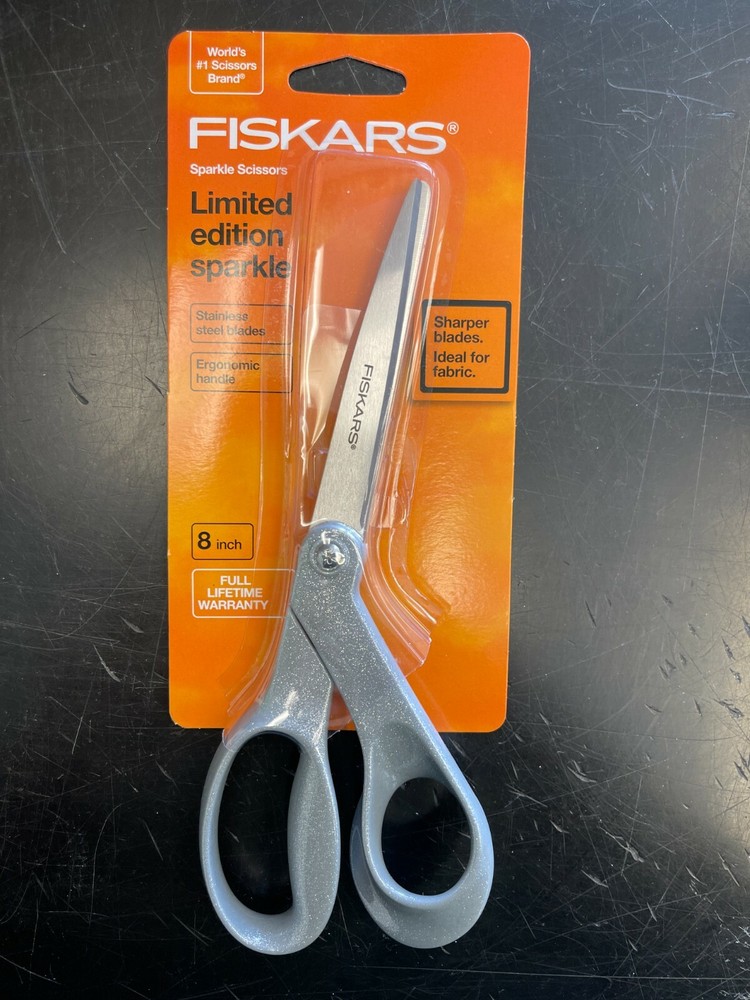 Fiskars Premier 8in Bent Sparkle Silver Scissors