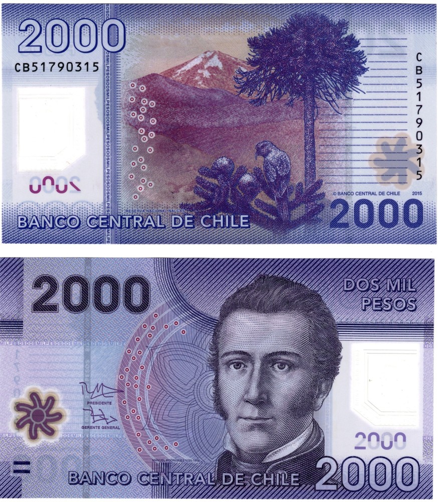 2015 Chile P162 e  Polymer Banknote 2000 Pesos