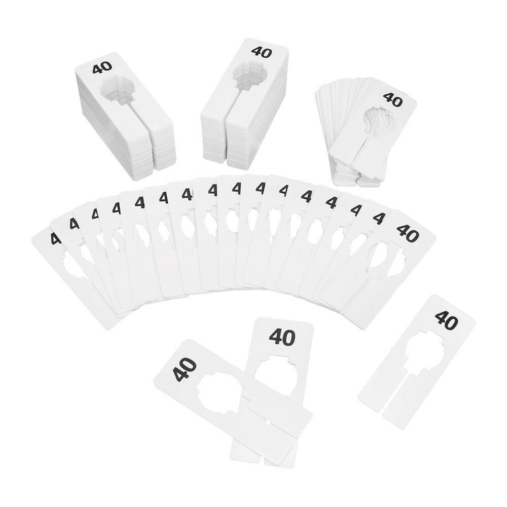 Hangers Retail Clothing 2" x 5" Rectangular Plastic Size 40 Dividers 10Pcs White